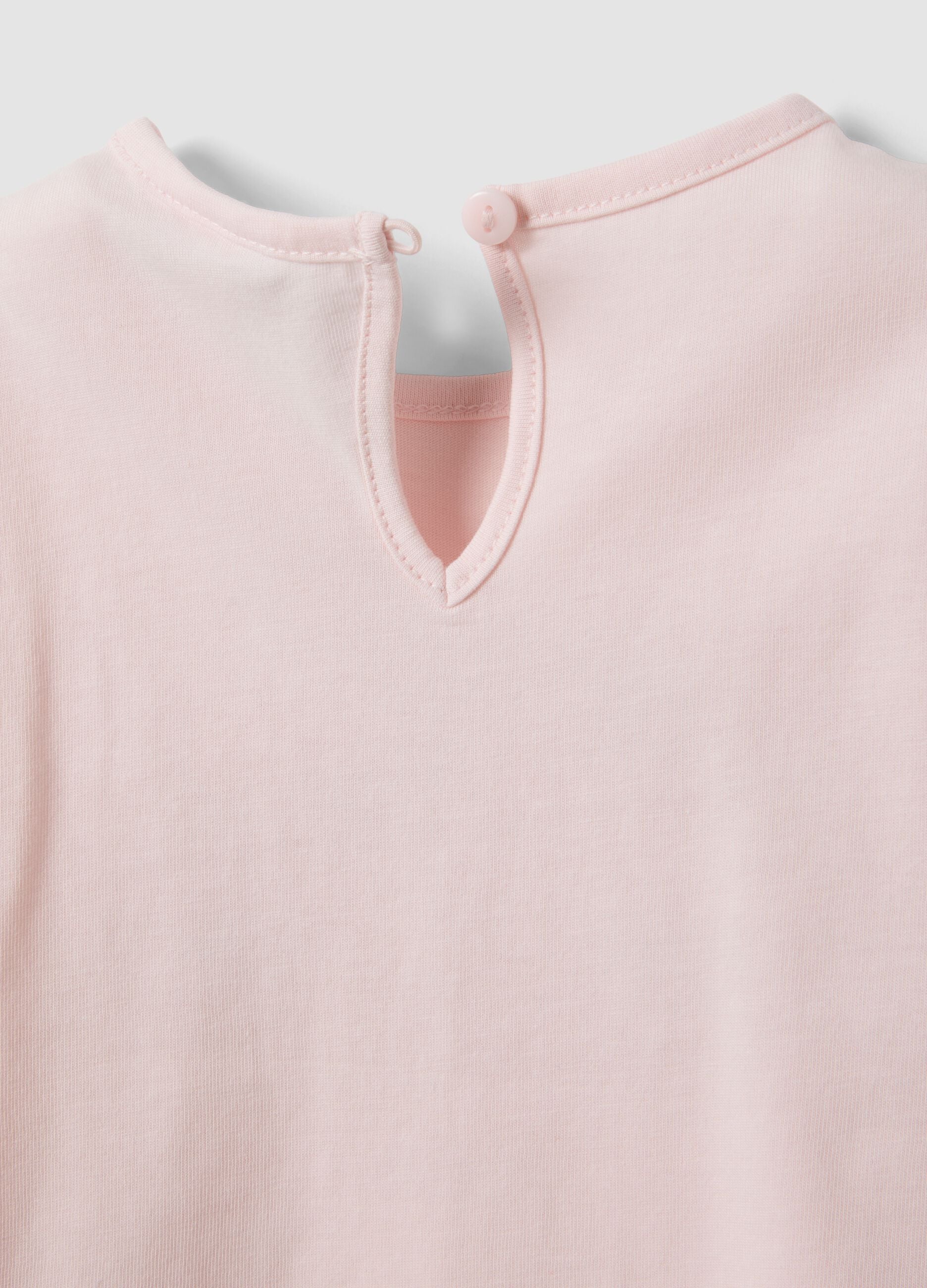Pink long-sleeve organic cotton printed T-shirt for baby girl