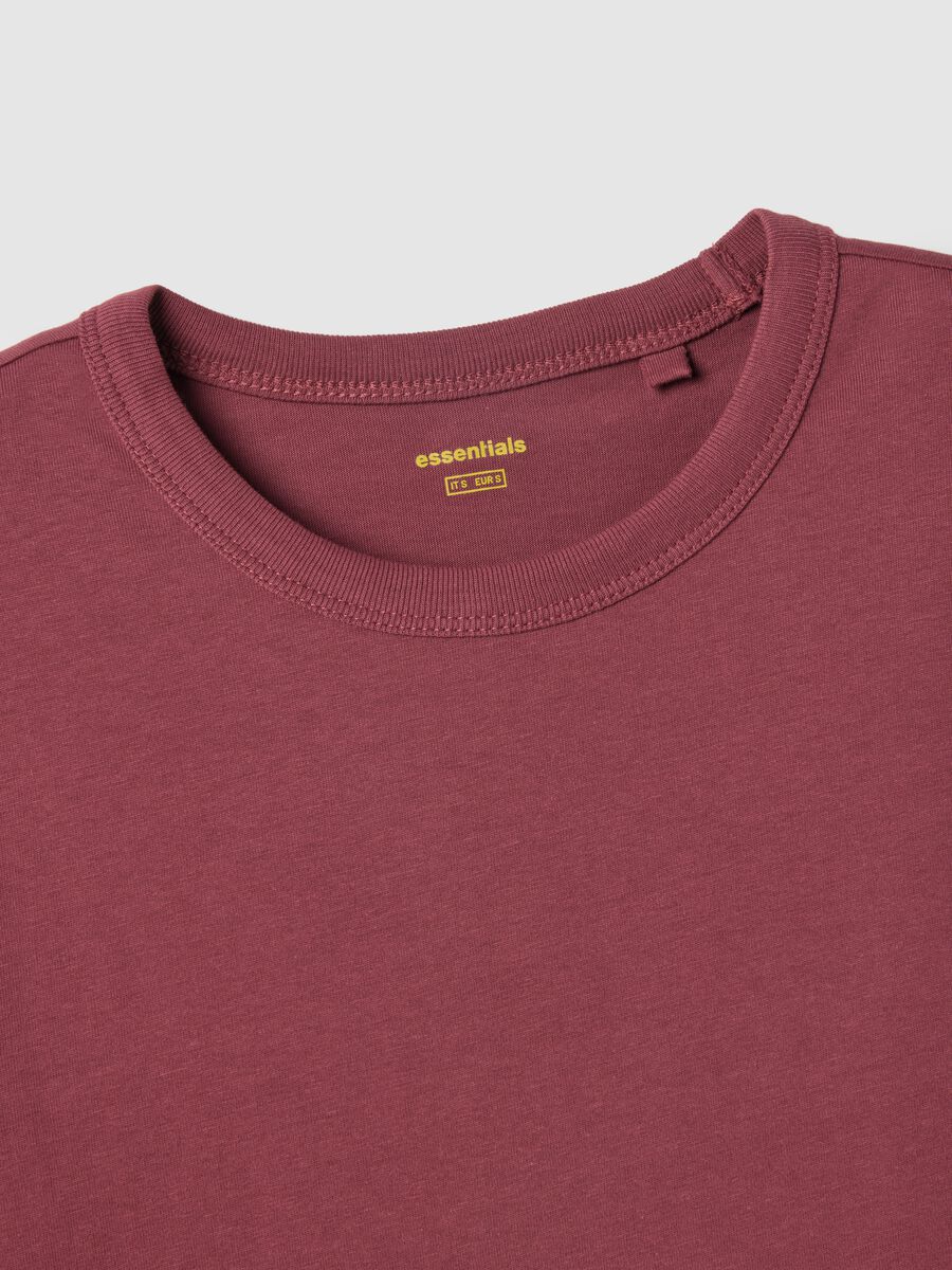 T-shirt rossa a maniche lunghe in puro cotone regular fit_5