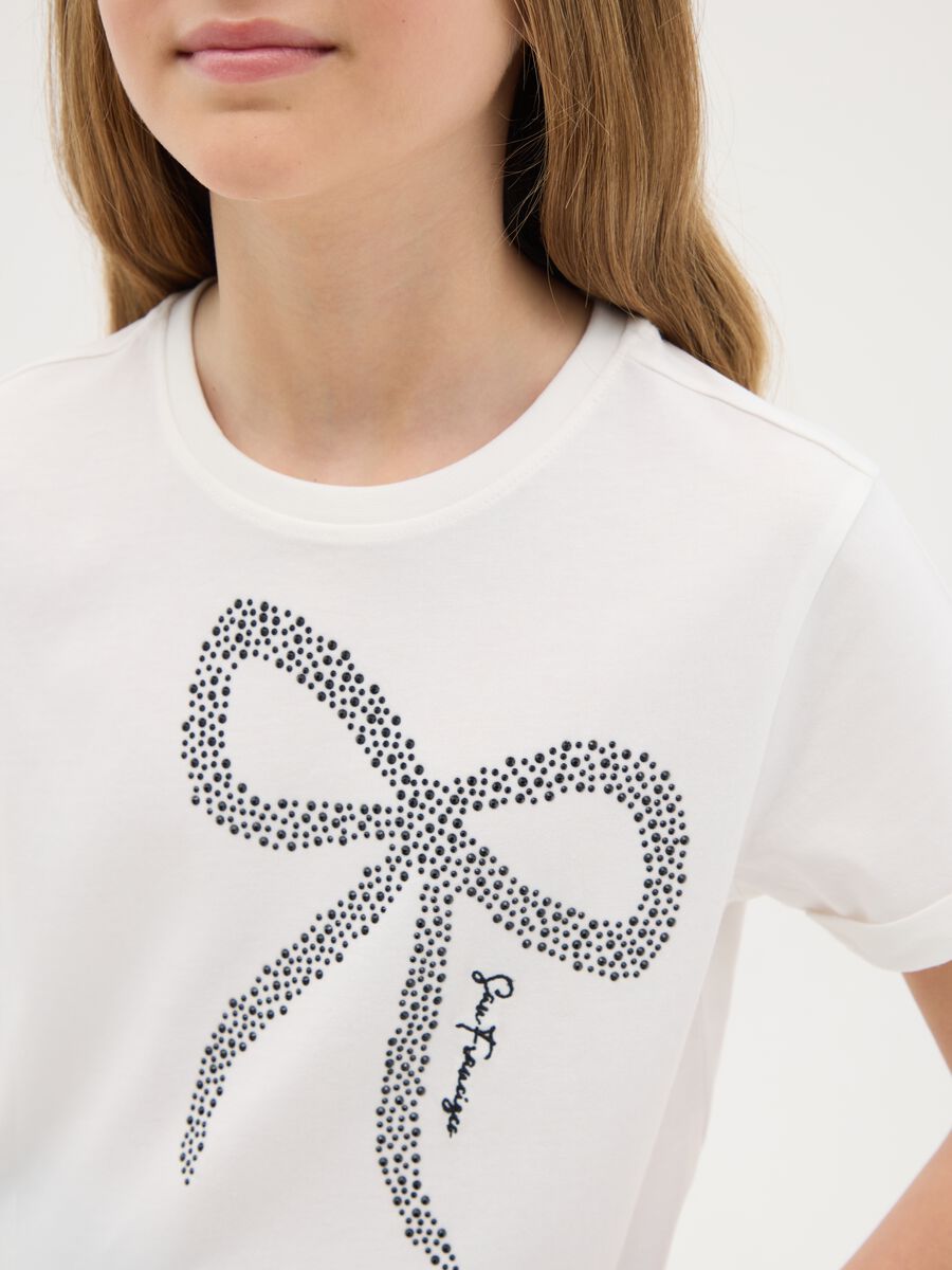 T-shirt da ragazza in puro cotone bianca oversize _1