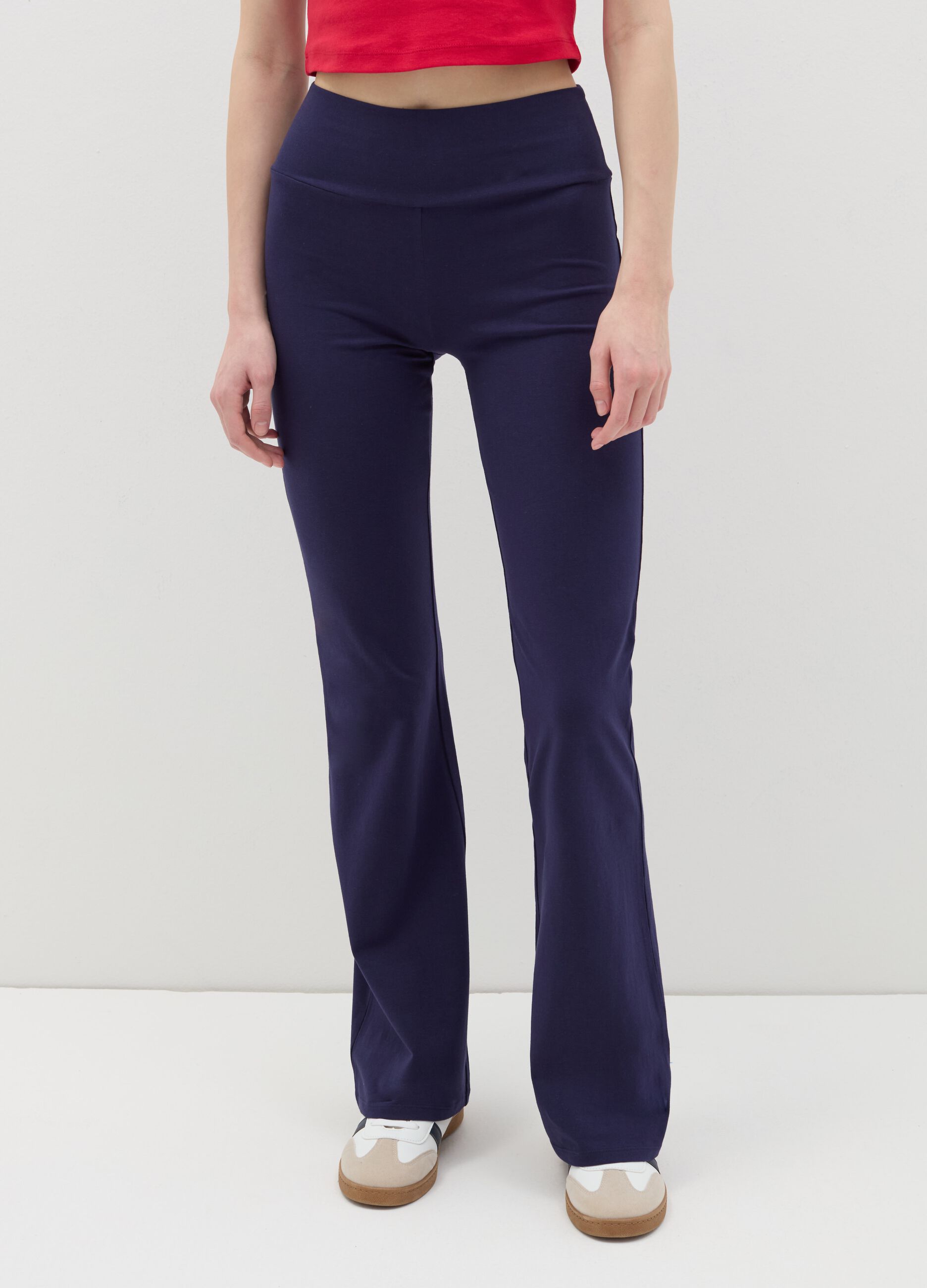 Flare-fit leggings in stretch cotton