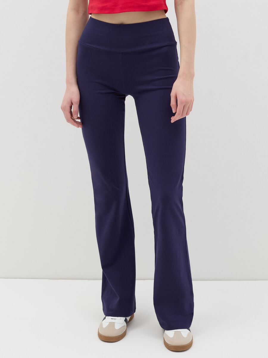 Flare-fit leggings in stretch cotton_1