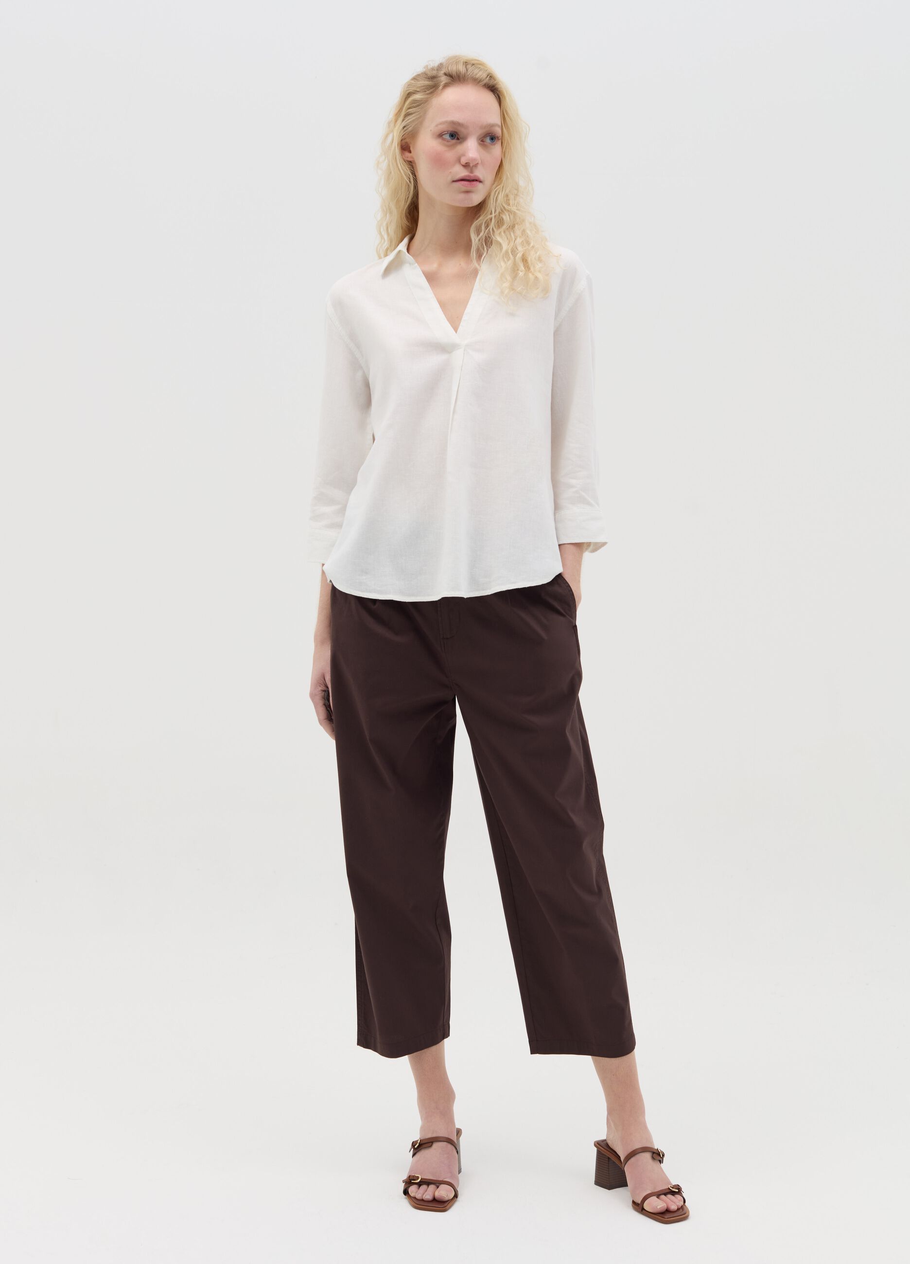 White linen and viscose shirt
