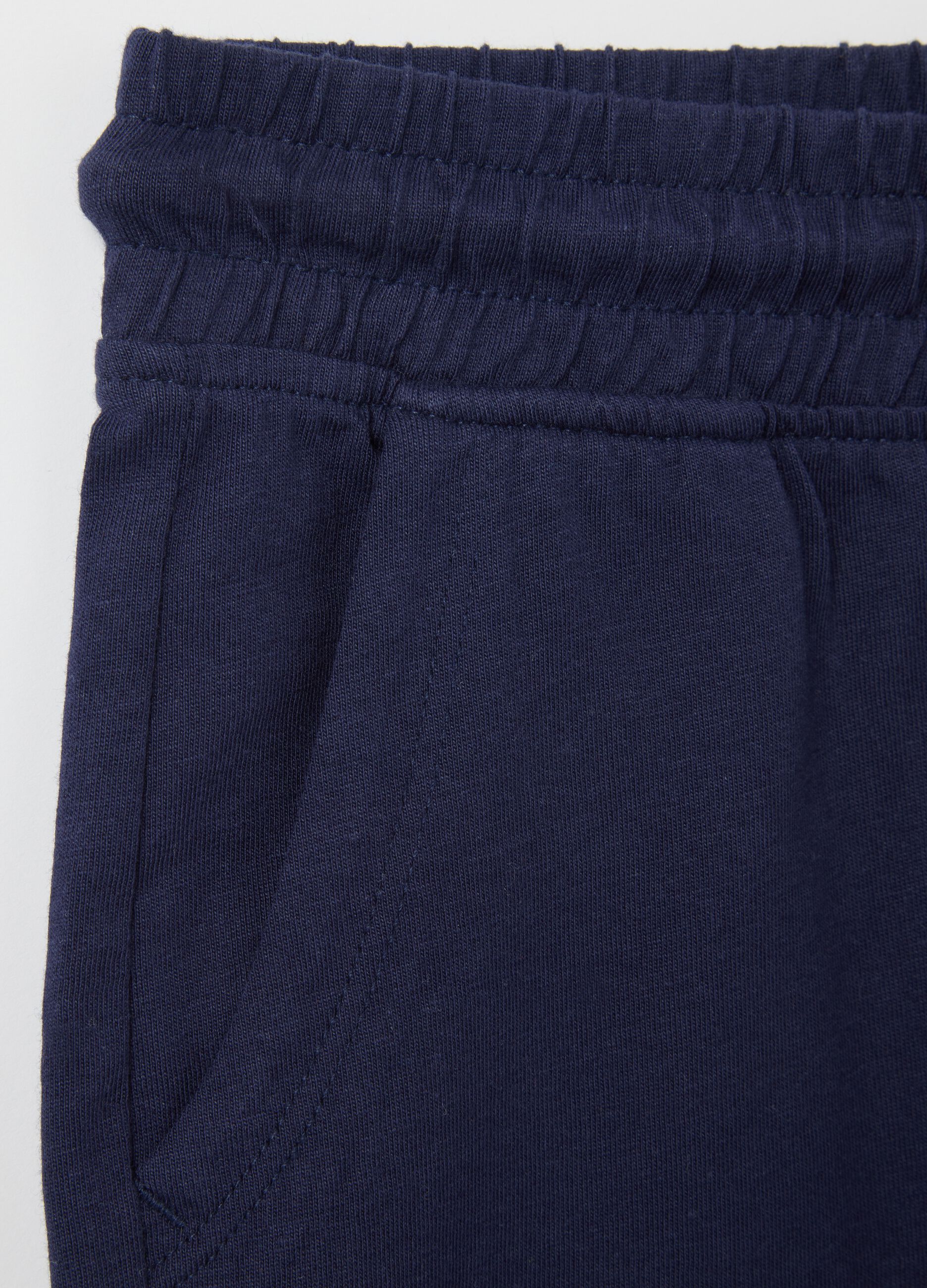 Shorts blu in cotone con vita elasticata