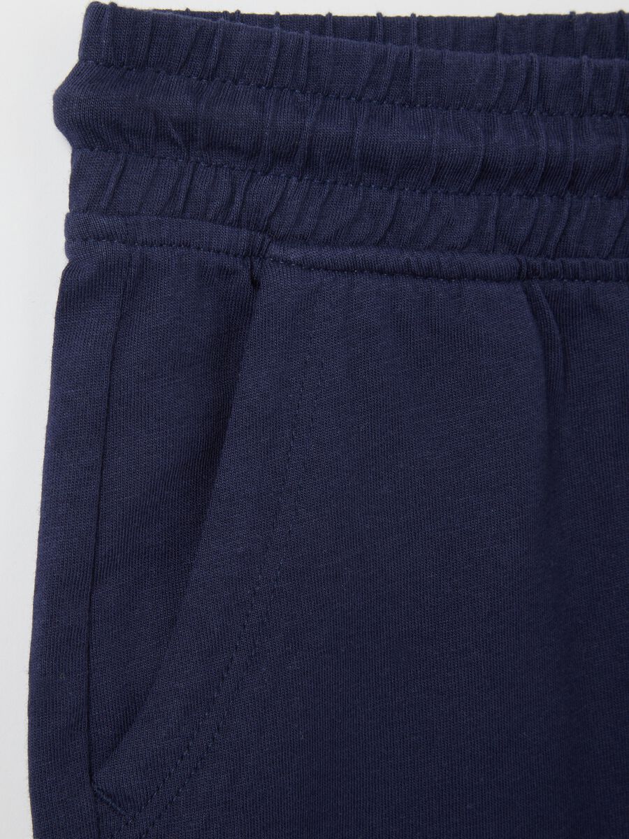 Blue cotton shorts with elastic waistband_3