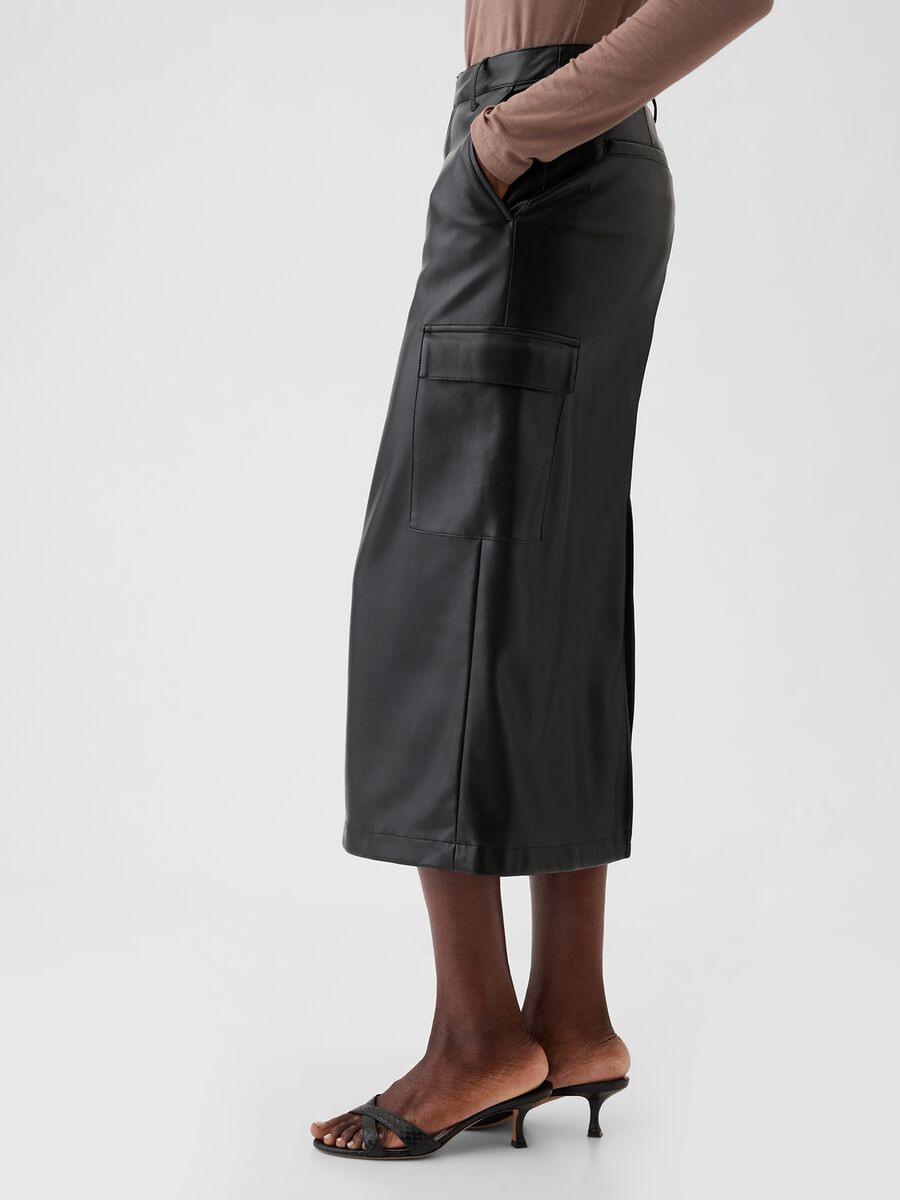 Glossy-effect midi cargo skirt_1