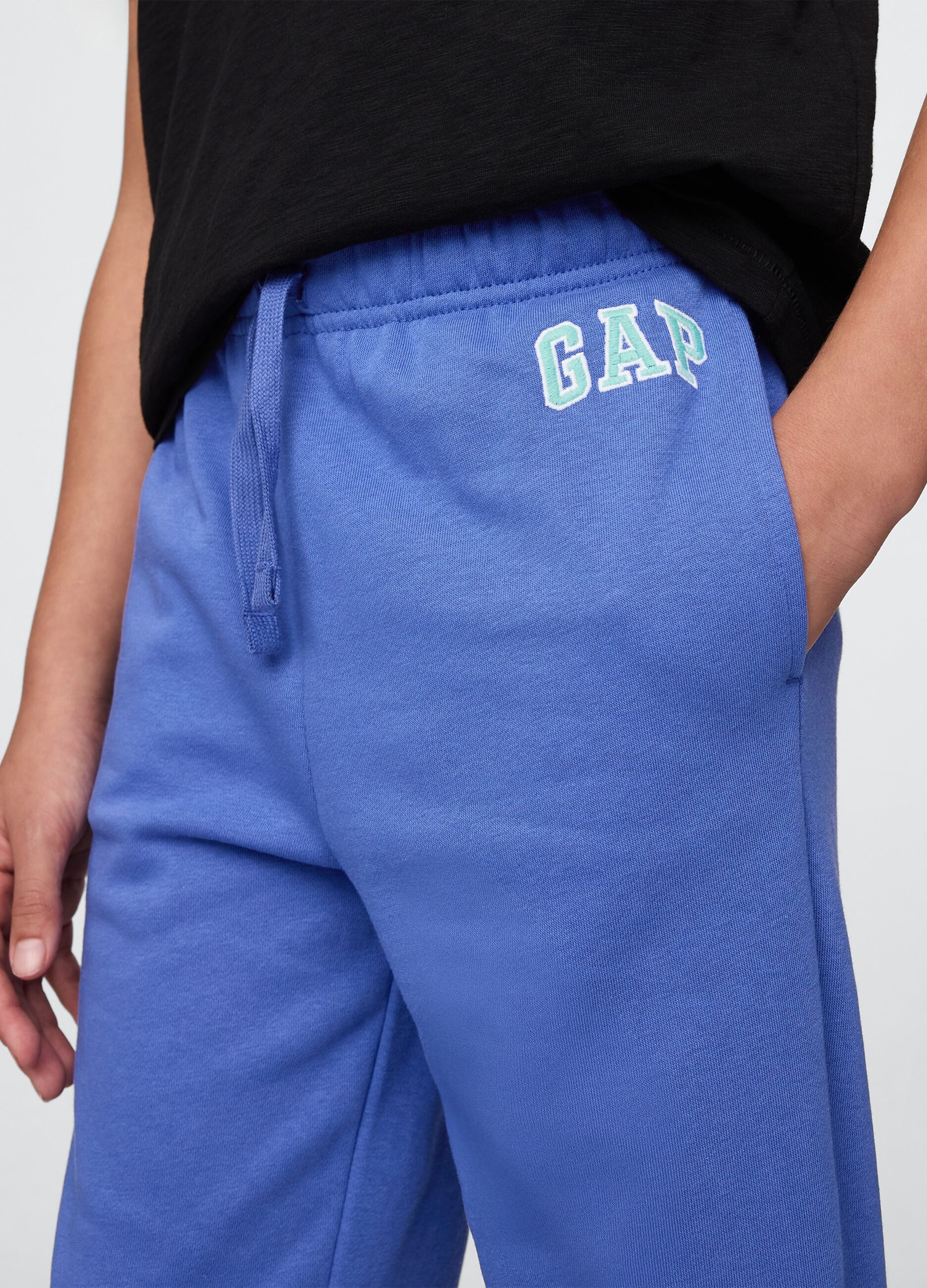 Blue Cotton Blend Jogger Trousers