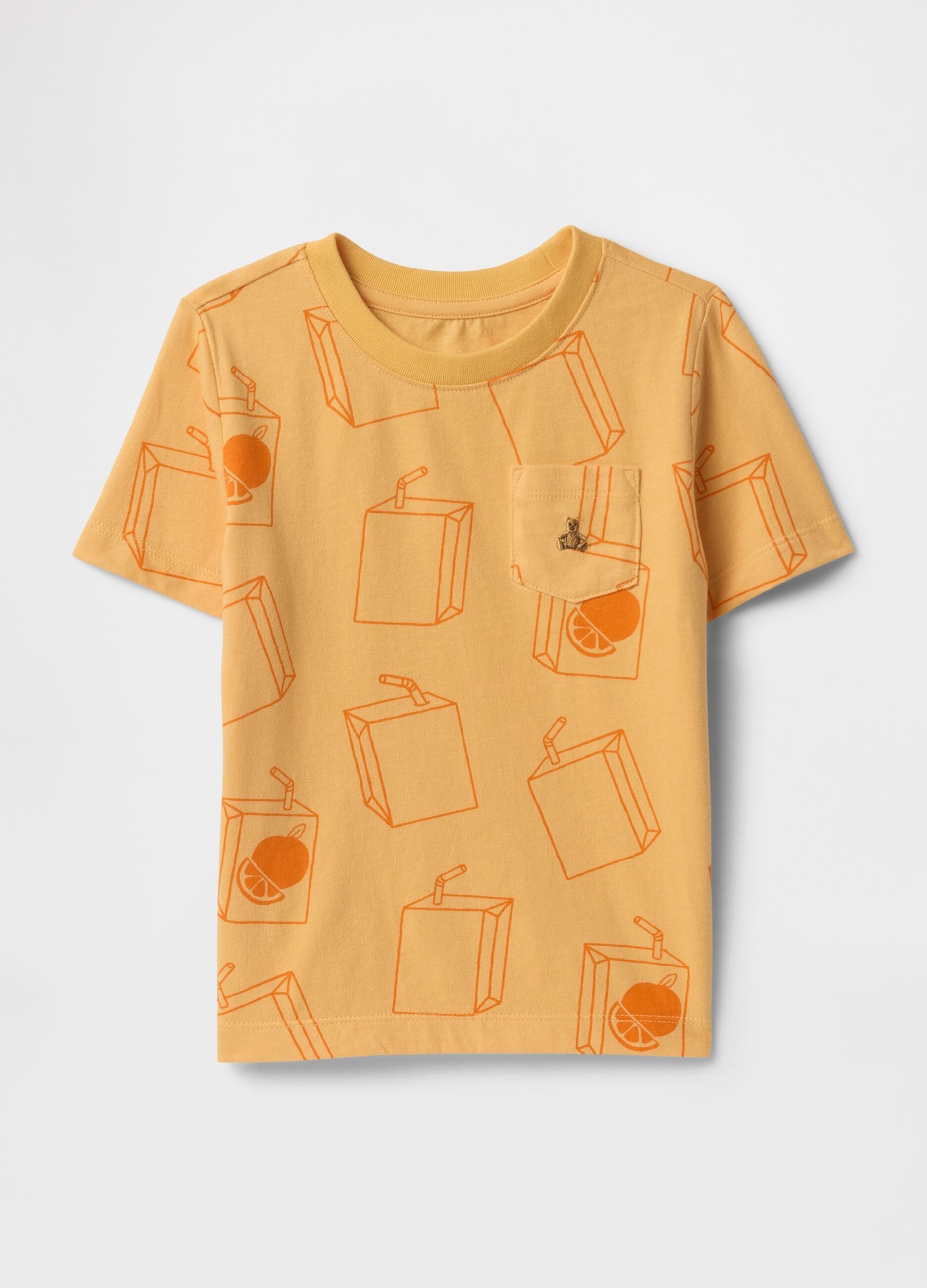 Yellow T-shirt with orange juice print