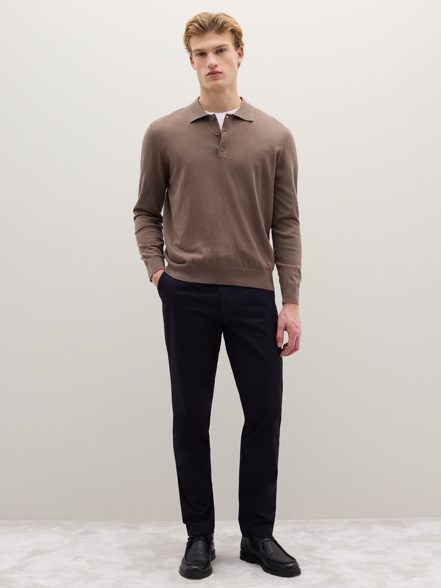 Polo in misto cotone marrone regular fit_3