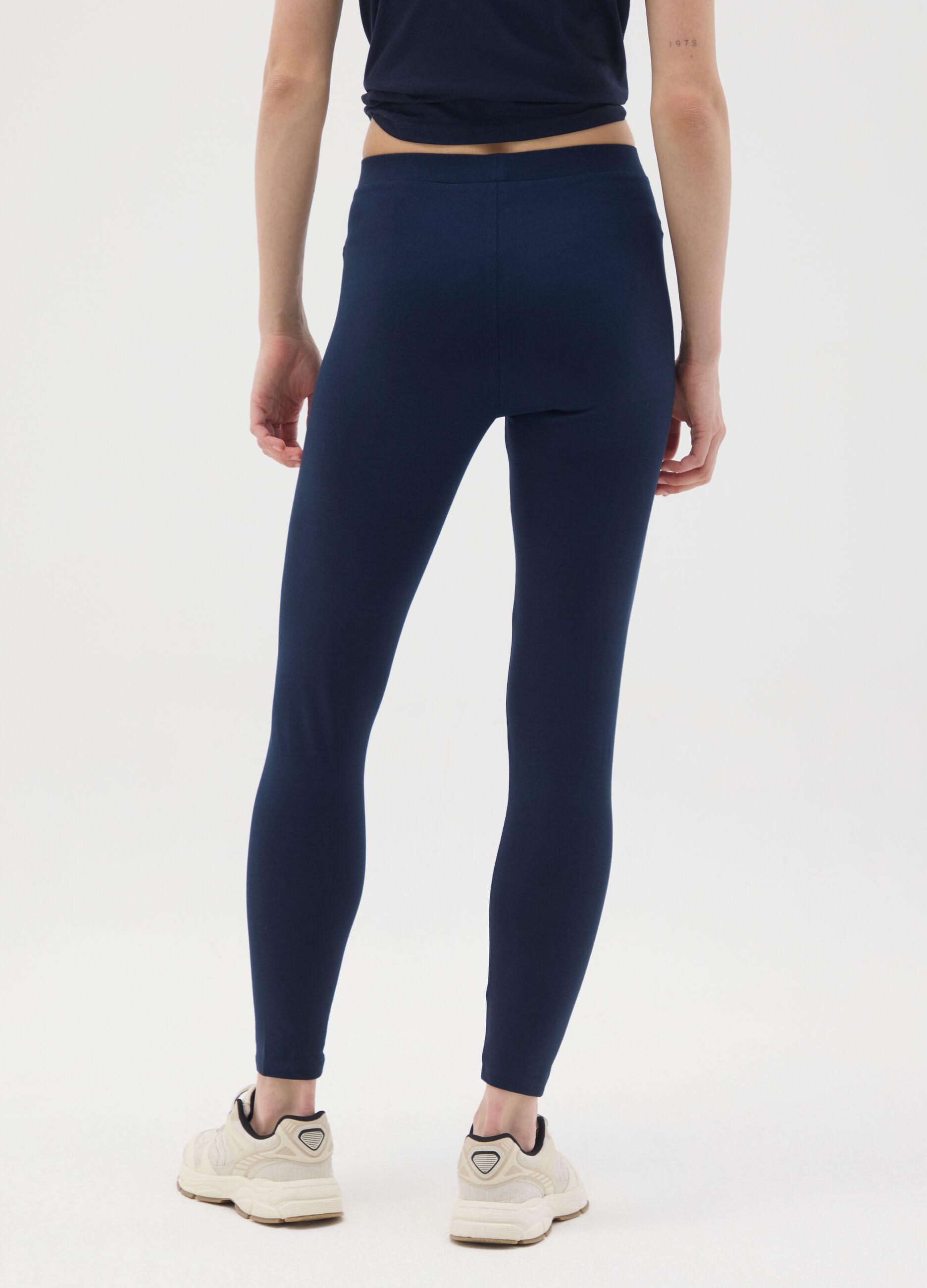 Skinny blue stretch cotton leggings