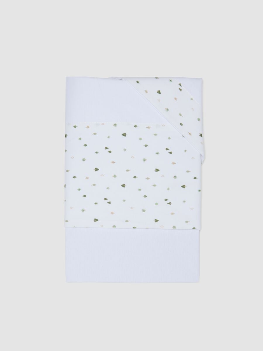 Lenzuolino bianco in puro cotone con stampa all over_0