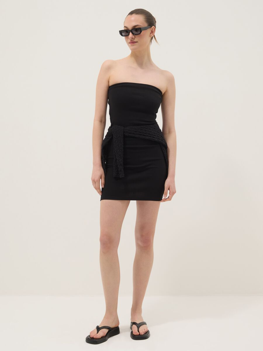 Black midi dress in stretch cotton_1