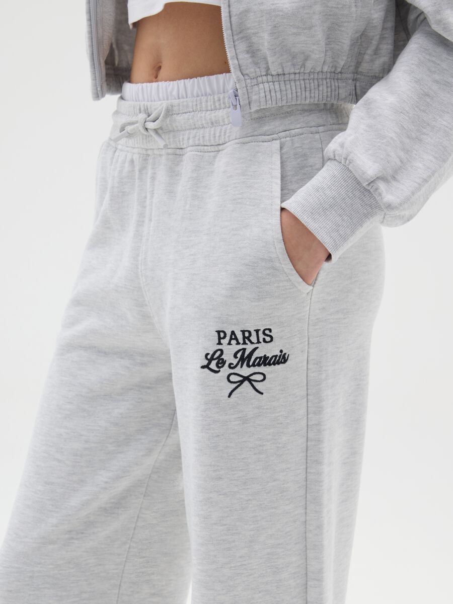 Pantaloni da ragazza in misto cotone grigi wide leg_2