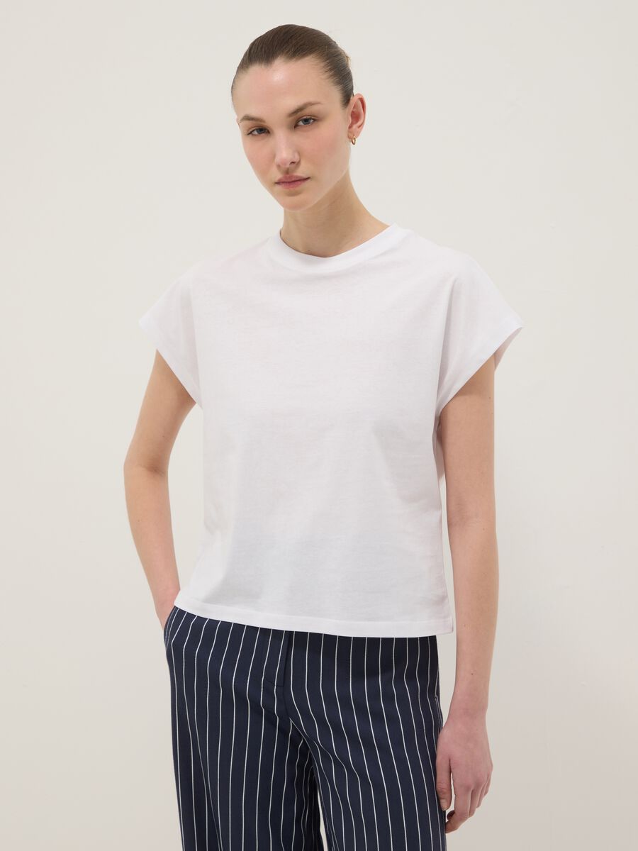 White short-sleeve fitted pure cotton T-shirt_1