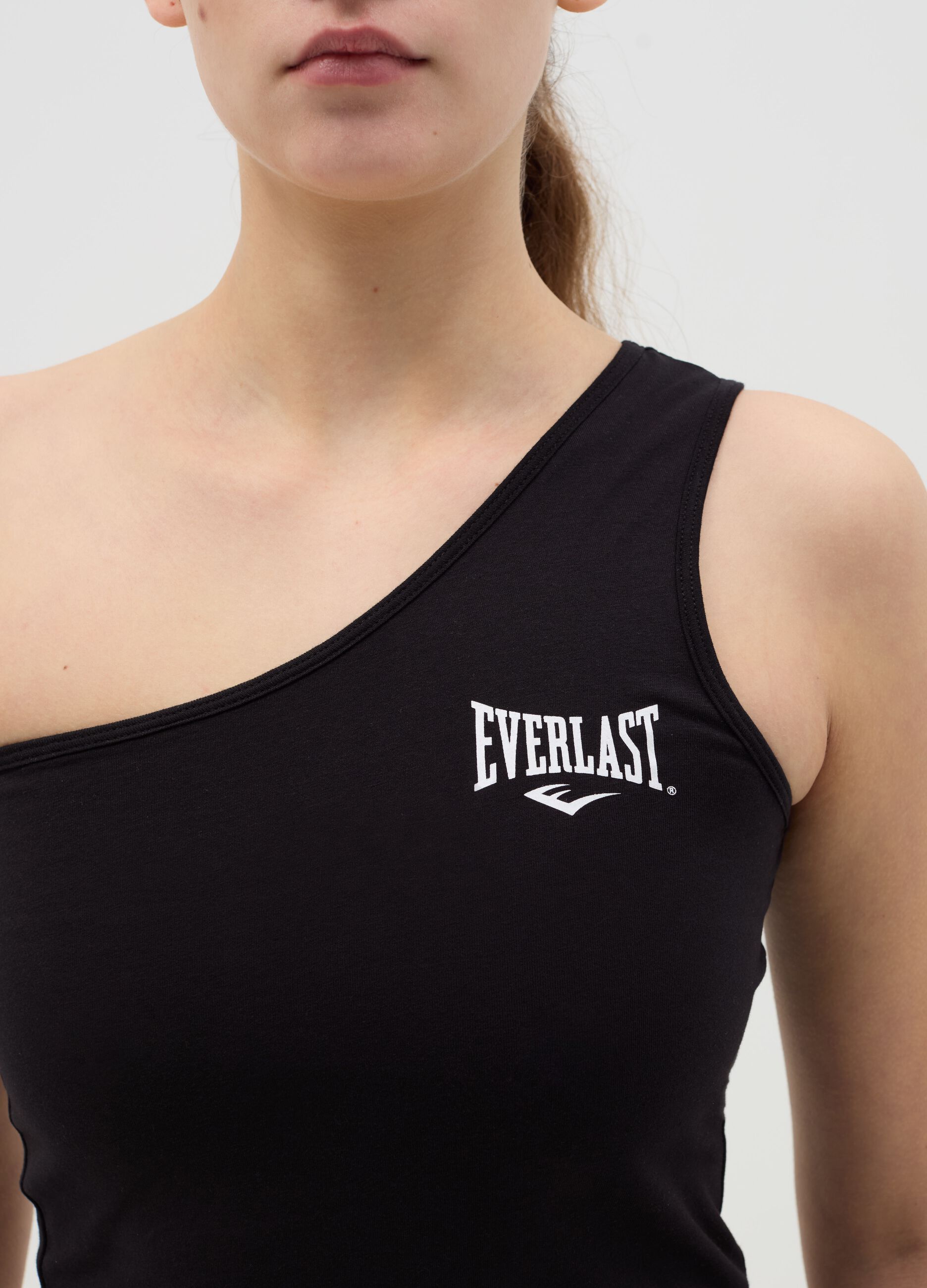 Single-shoulder top with logo embroidery