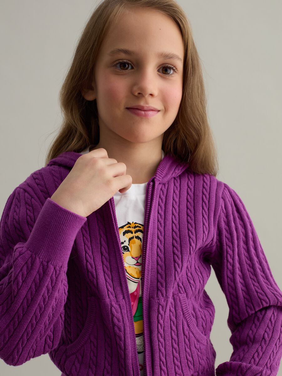 Cable-knit full-zip cardigan with hood_2