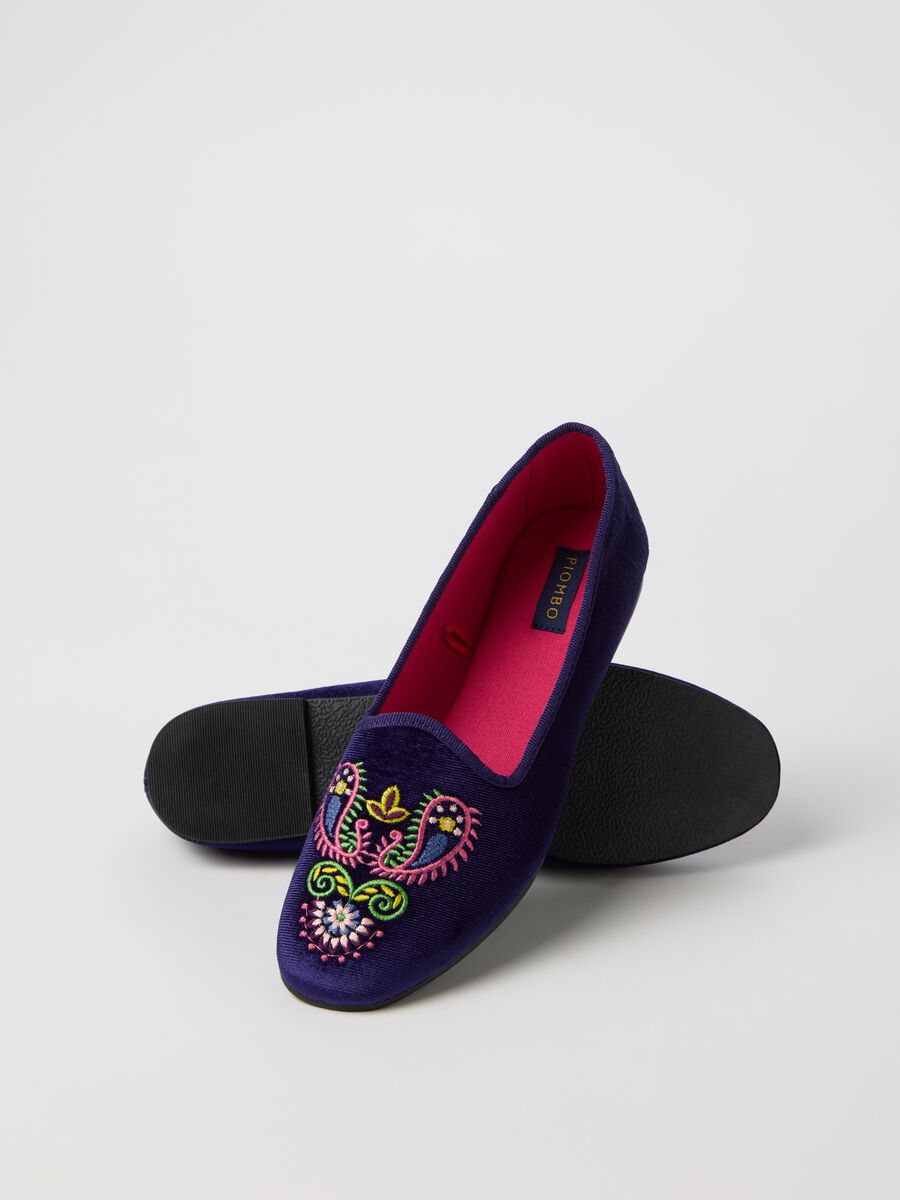 Velvet slipper shoes with embroidery_2