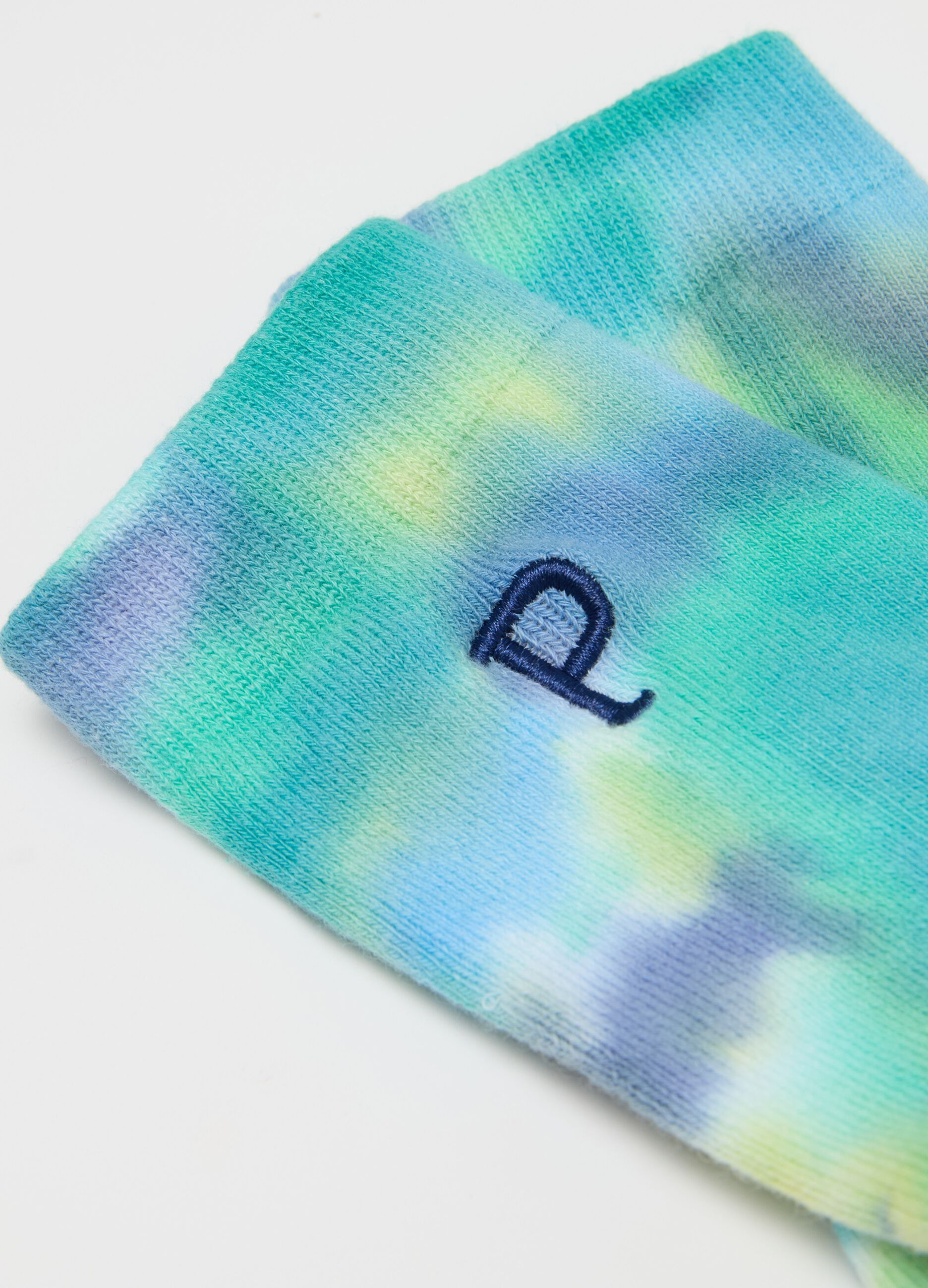 Tie-dye socks with logo embroidery