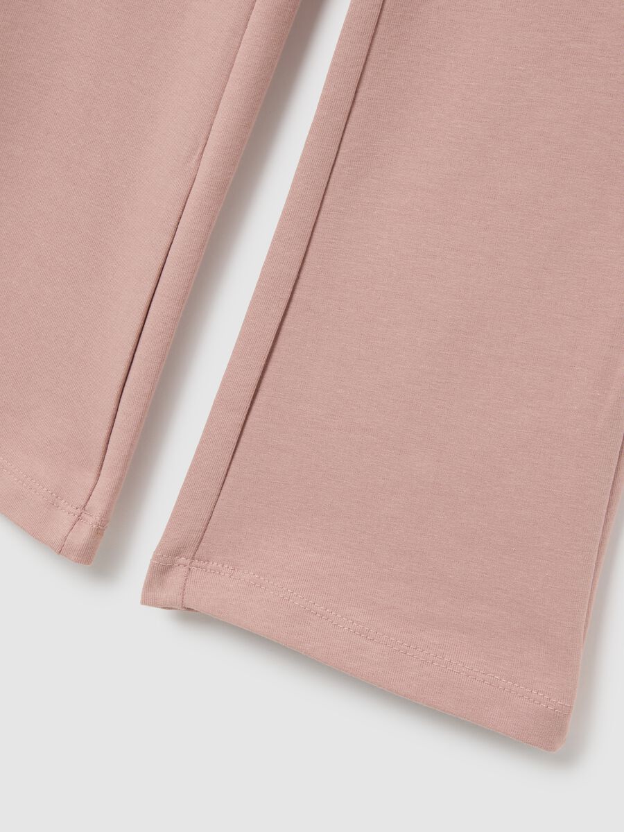 Girls' Pink Flare Cotton Blend Leggings_3