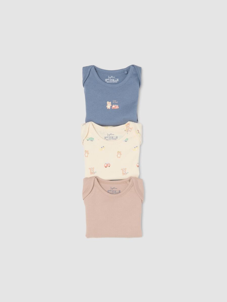 Pack of 3 Multicolour Short-Sleeve Organic Cotton Bodysuits for Babies_2