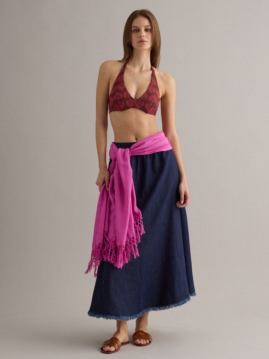 Top bikini marrone in tessuto elasticizzato_0