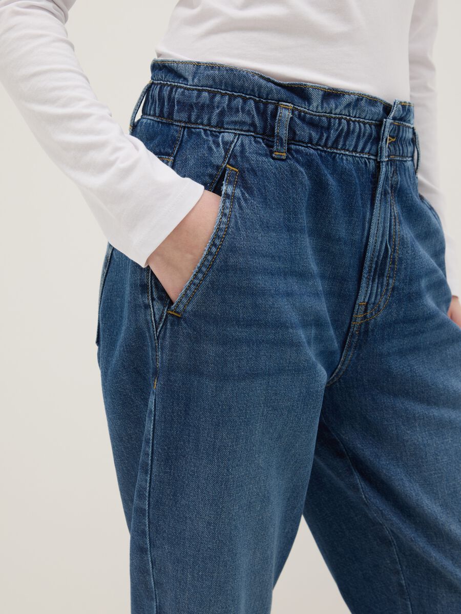 Pantaloni baggy in puro cotone blu_3