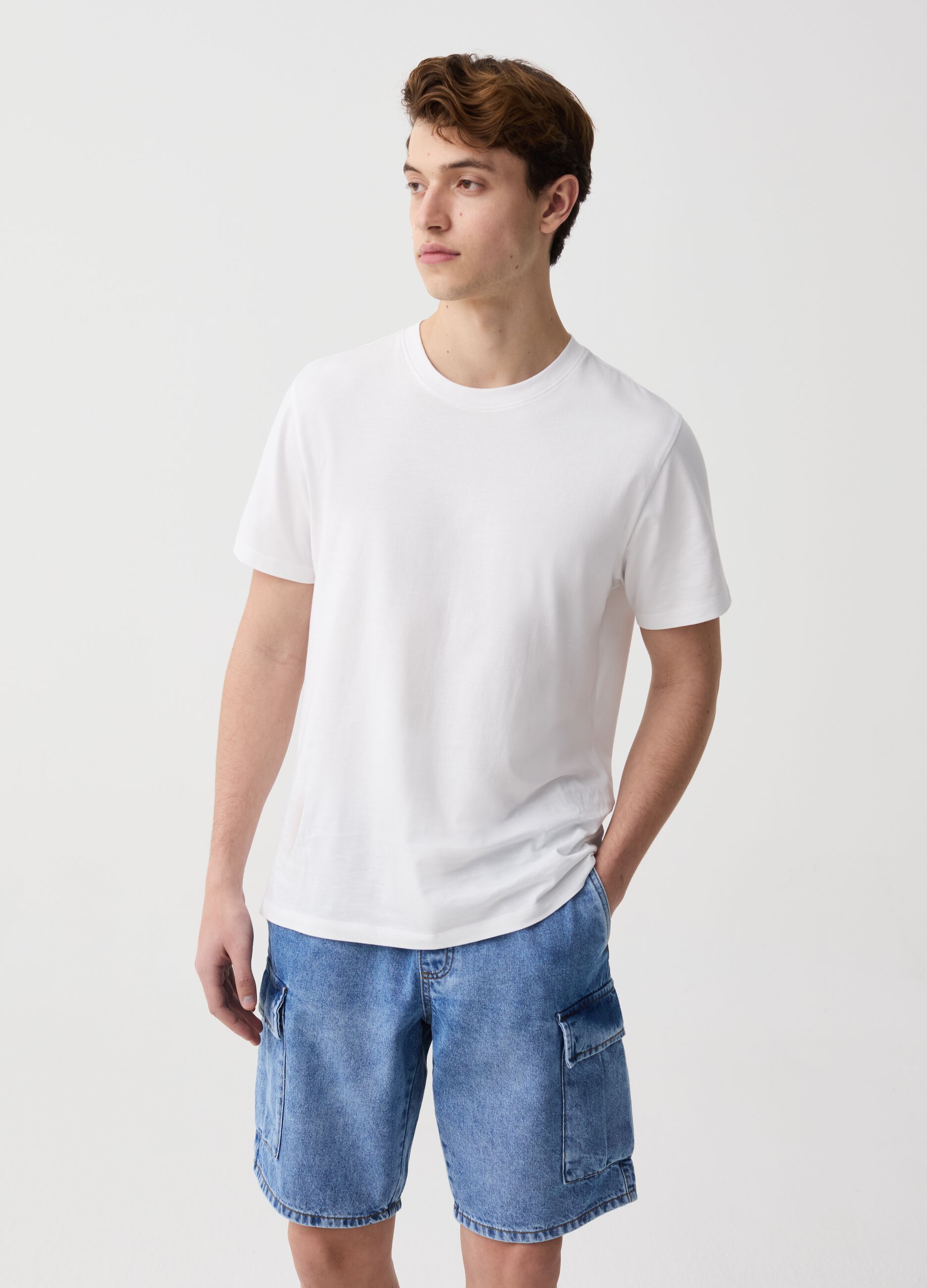 Ovs Bermuda jogger cargo in denim acid wash
