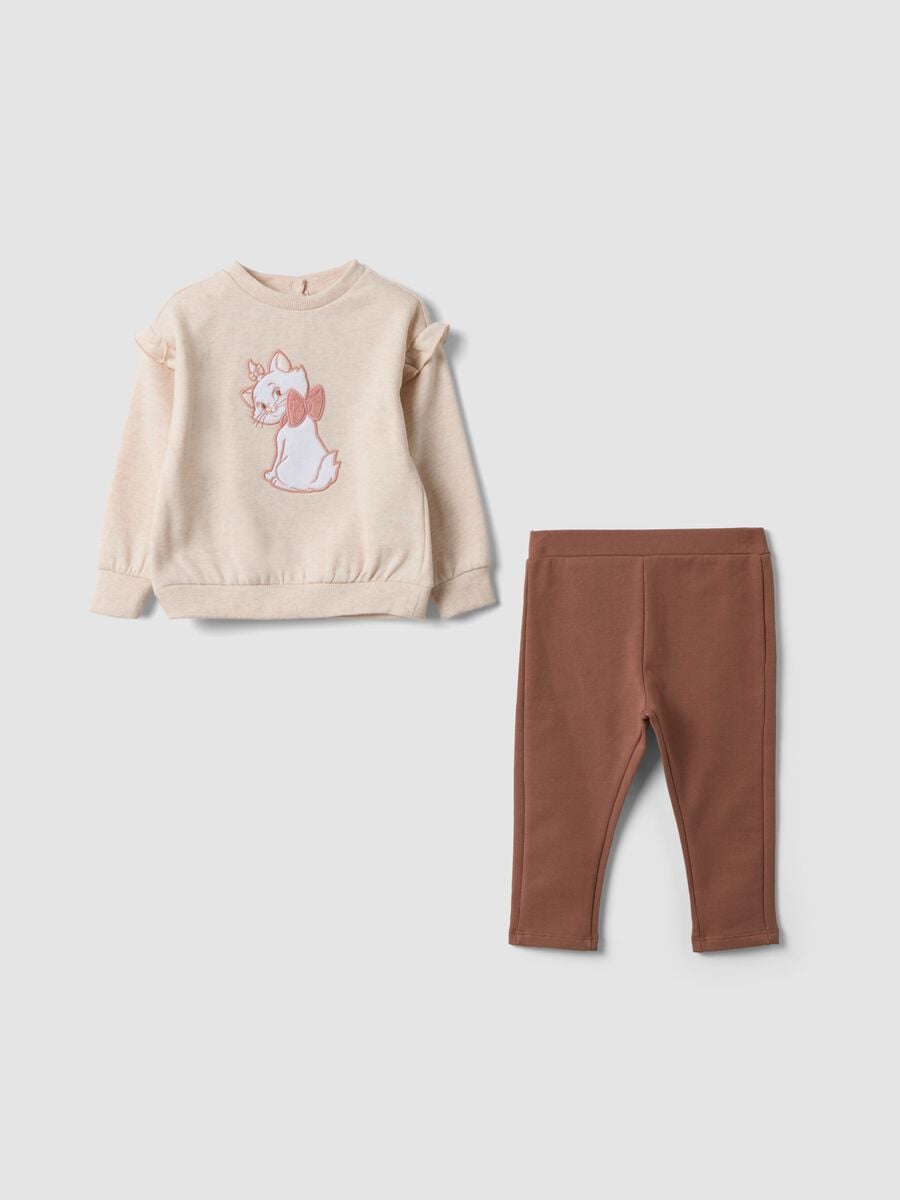 Completo jogging rosa in misto cotone organico con stampa Gli Aristogatti_0