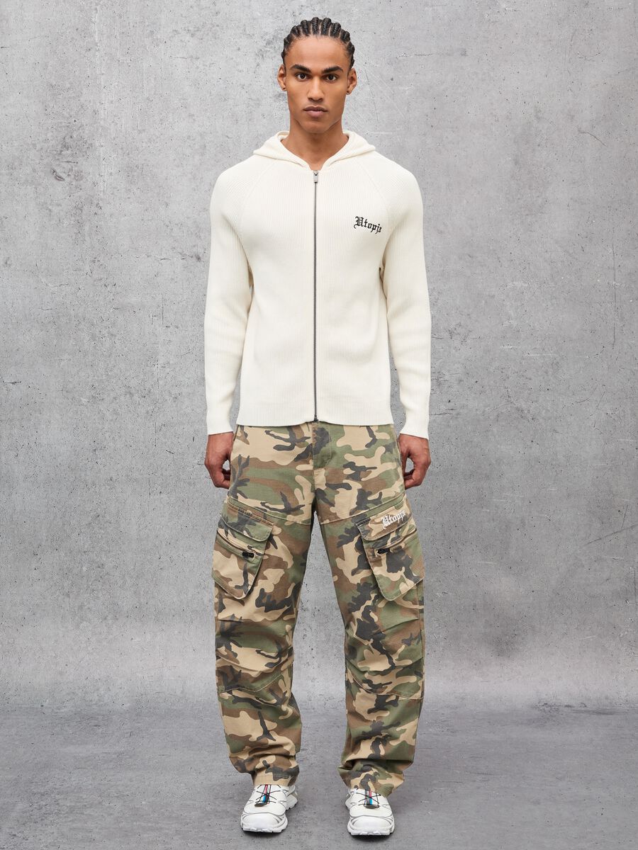 White Ribbed Knit Hoodie_5