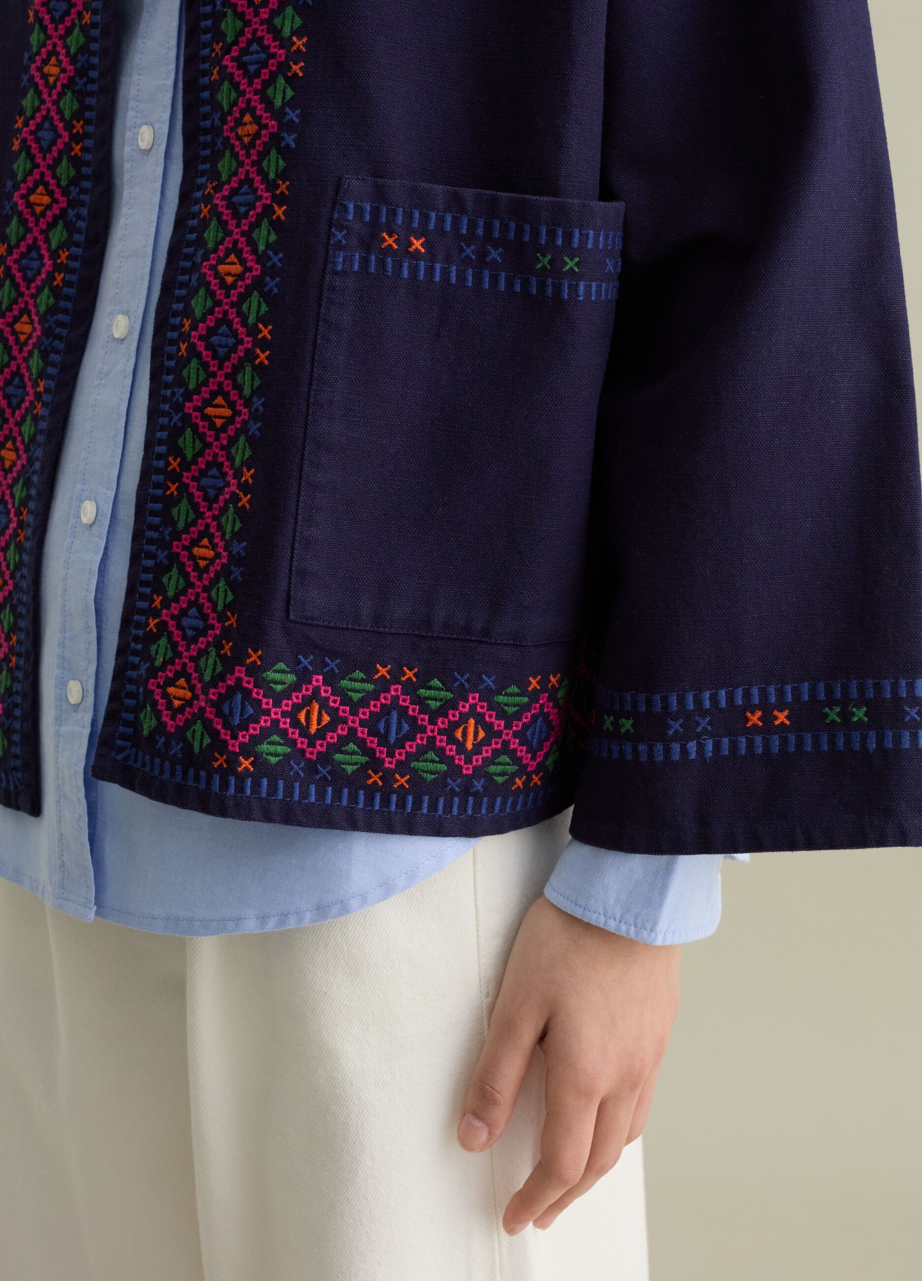 Giacca kimono con dettagli etnici