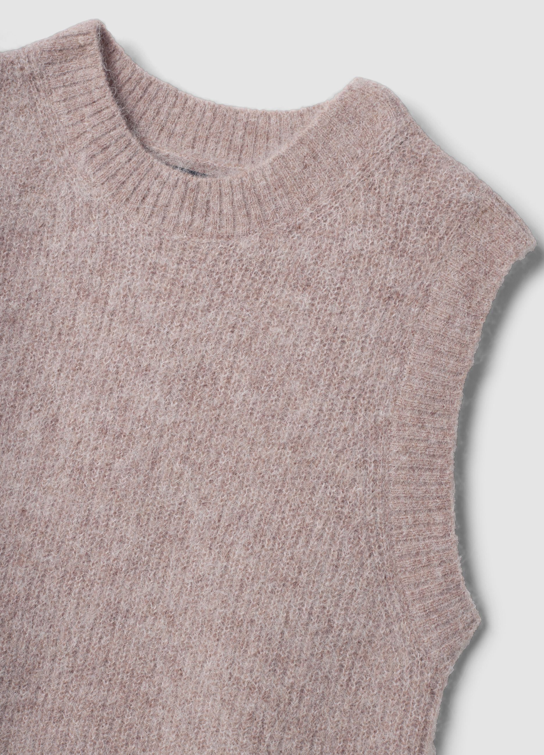 Pink alpaca and stretch wool crew-neck gilet