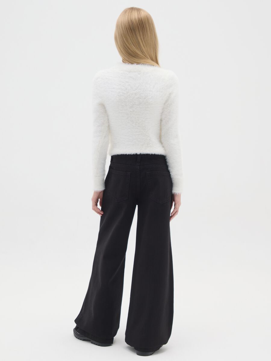 Girls' Black Flare Trousers in Pure Cotton_1