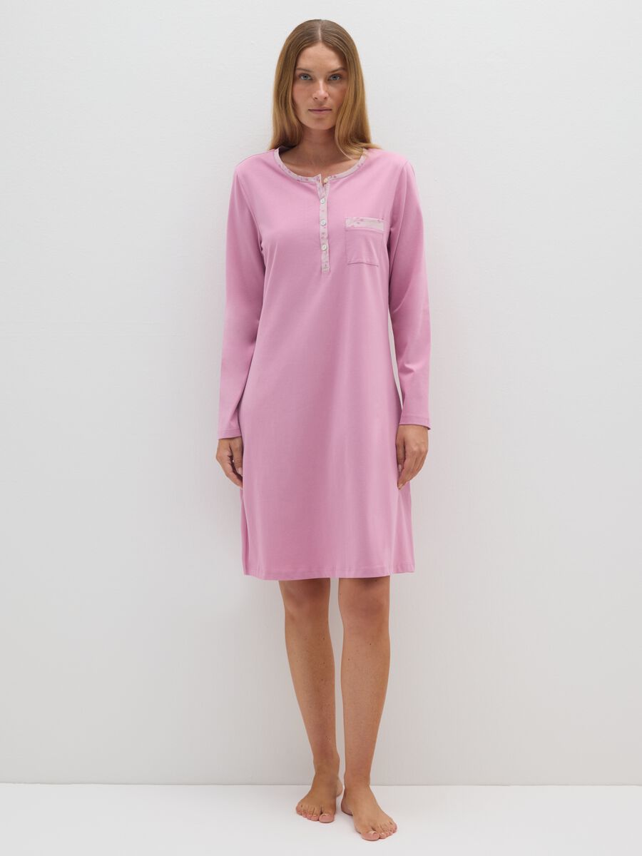 Camicia da notte rosa in cotone_0