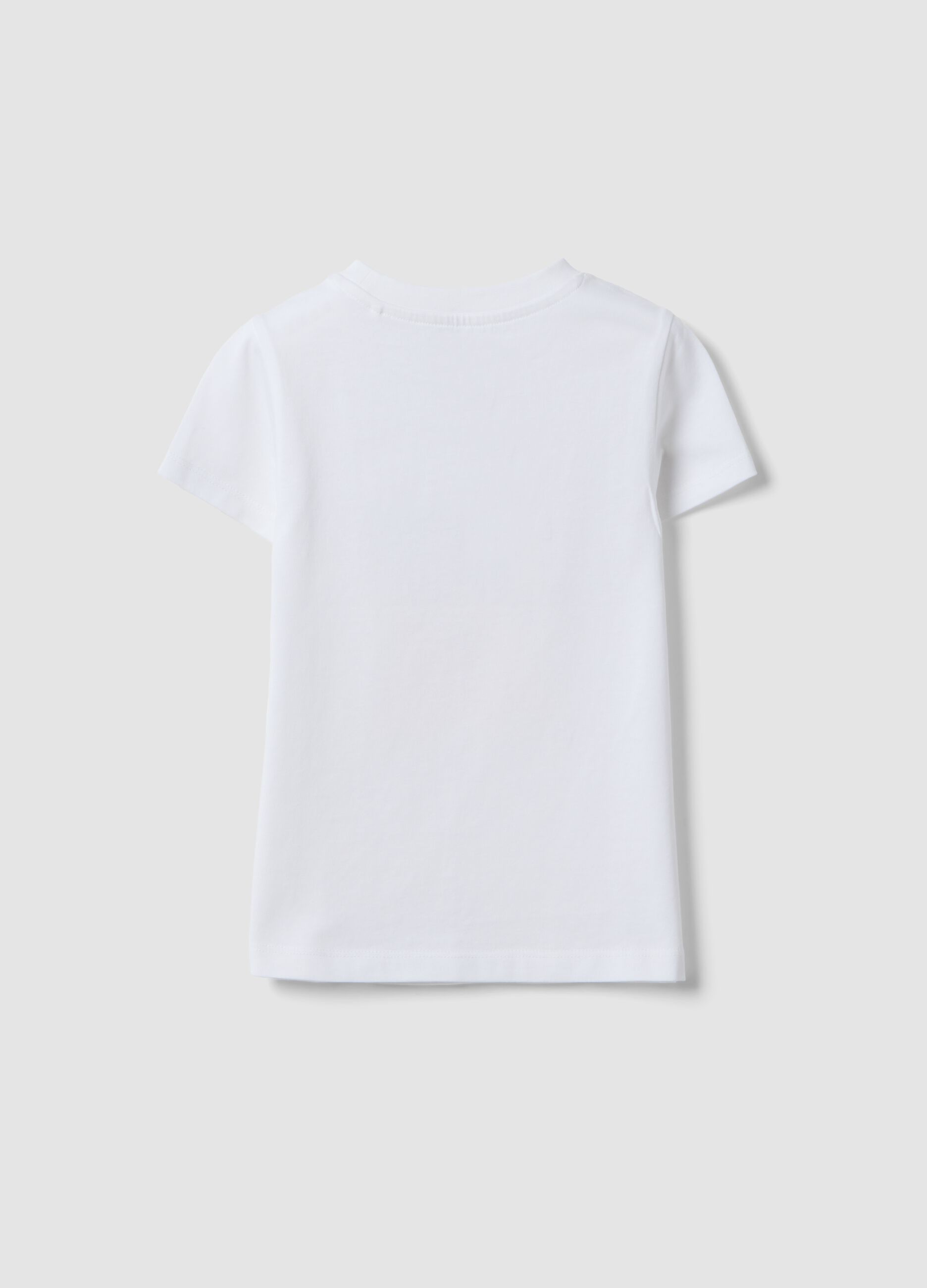 White pure cotton t-shirt regular fit with print for girls