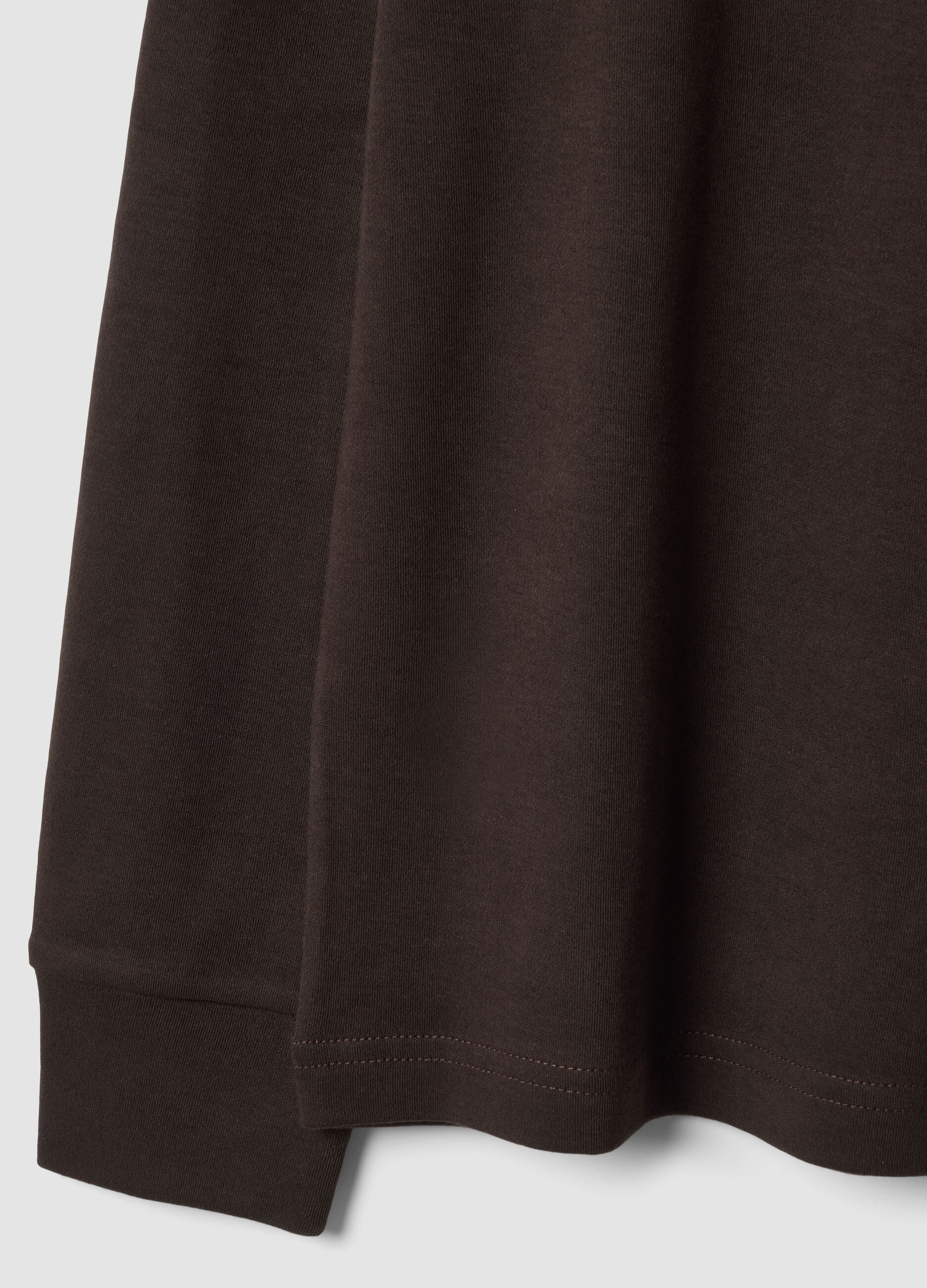 Brown pure cotton crew-neck T-shirt