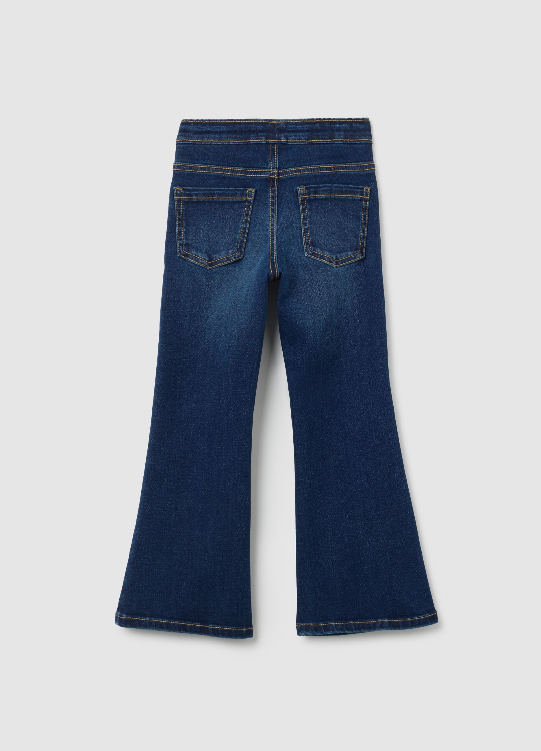 Jeggings da bambina in denim blu flare