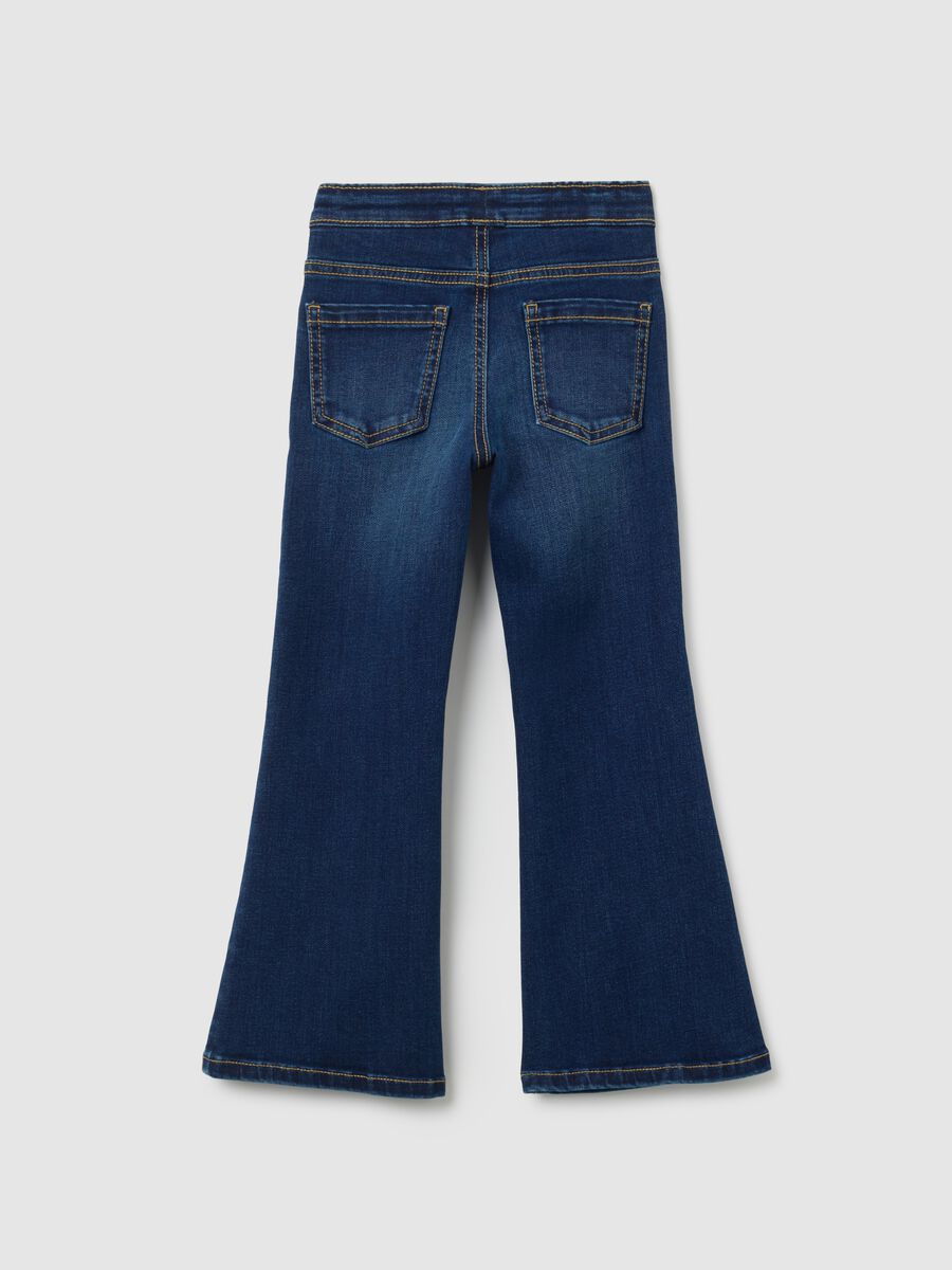 Jeggings da bambina in denim blu flare_1