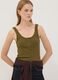 Green stretch cotton tank top with buttons, regular fit_0