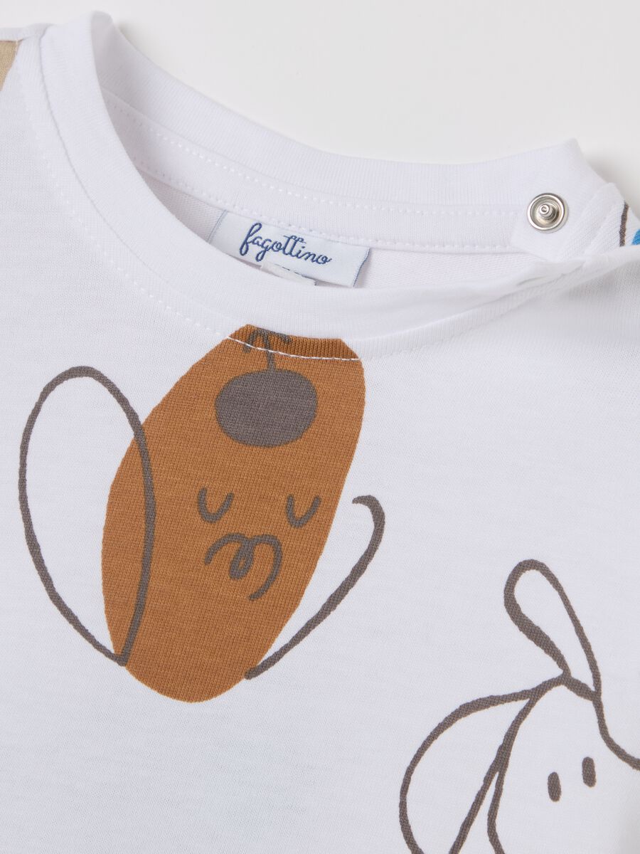 Cotton T-shirt with puppy print_3