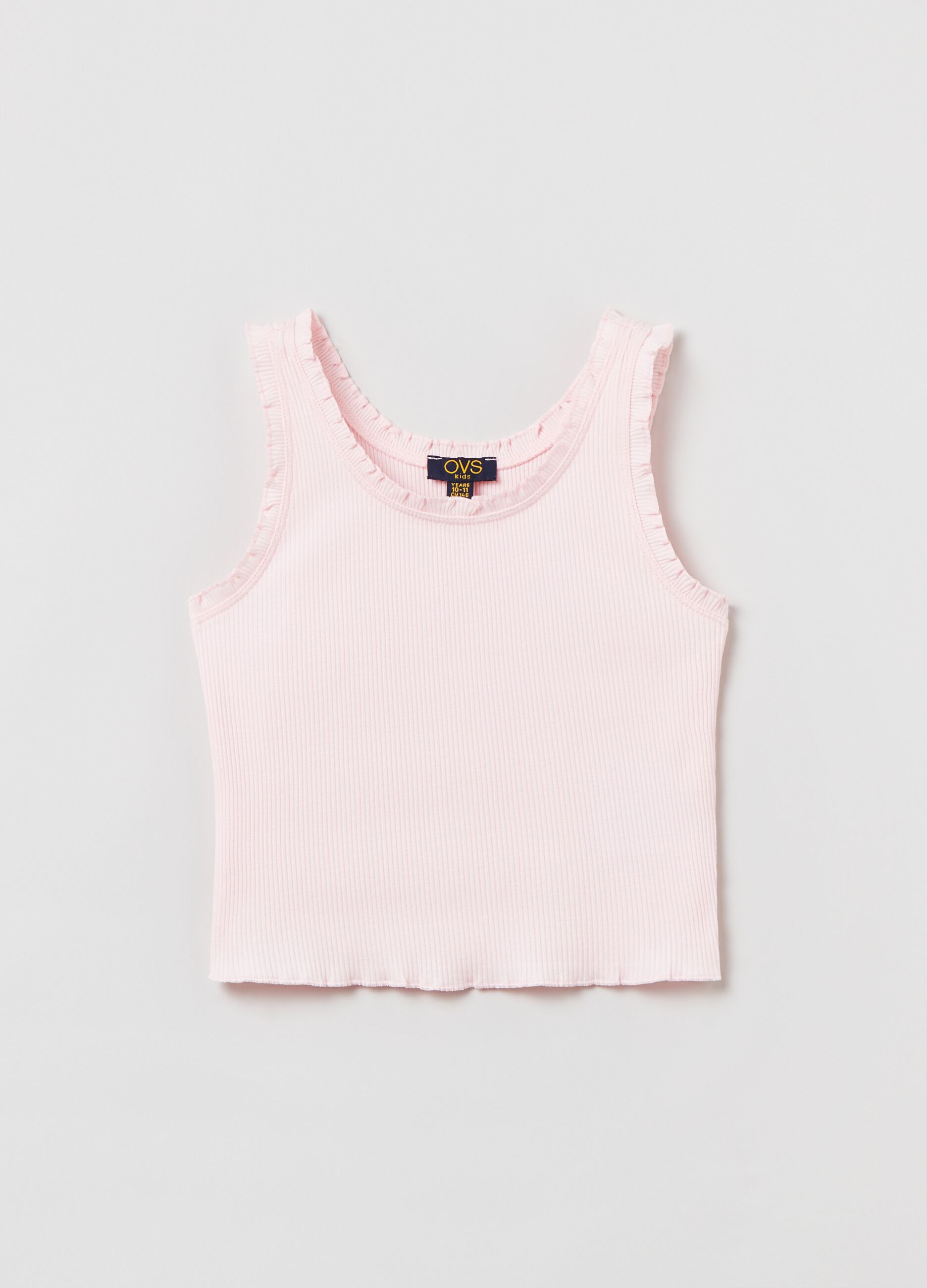 Stretch tank top with flounces