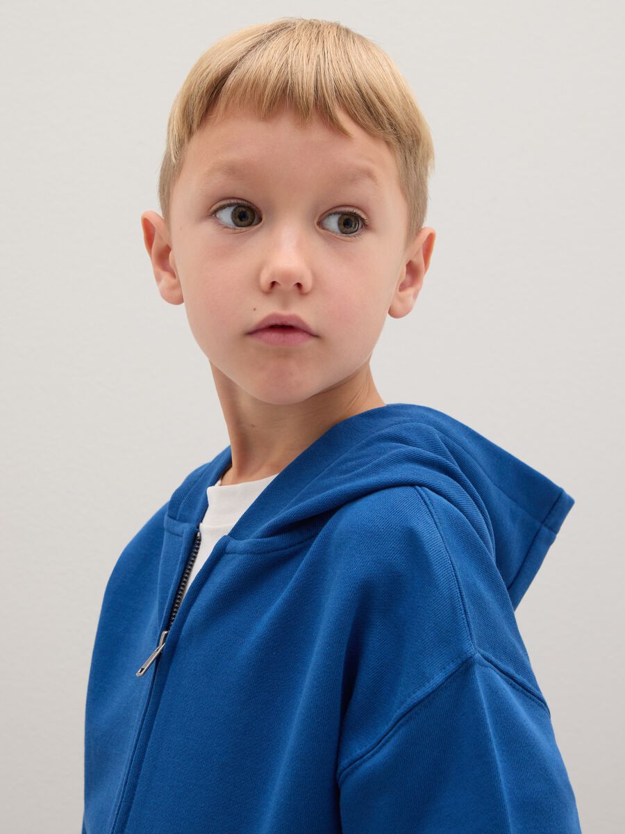 Felpa da bambino in puro cotone blu regular fit_1