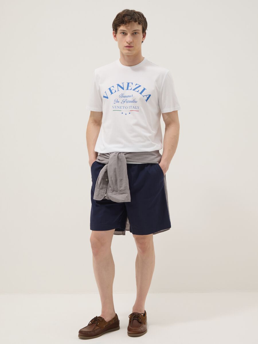 White pure cotton T-shirt with front print, regular fit_2