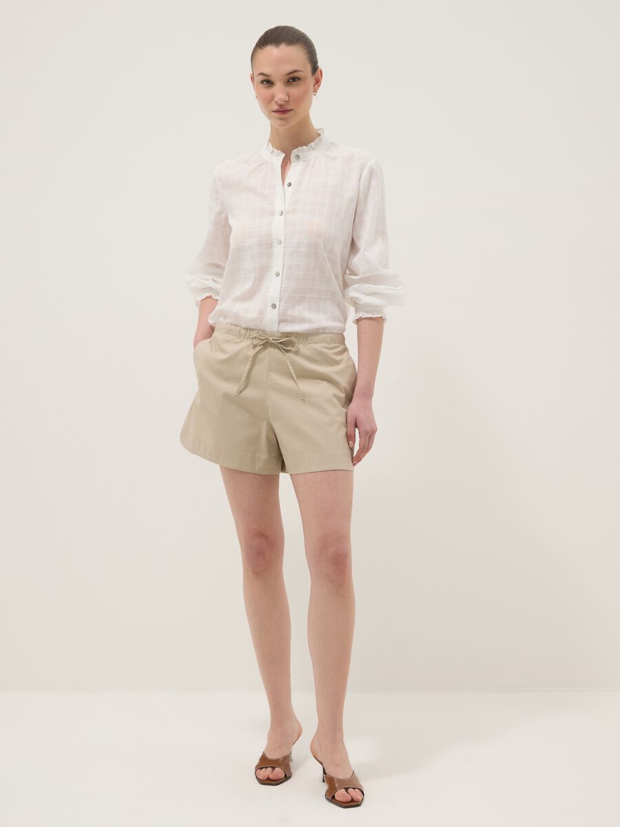 Beige stretch cotton shorts_0
