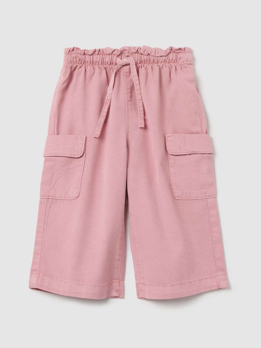 Pantaloni cargo in Lyocell e cotone con coulisse _0
