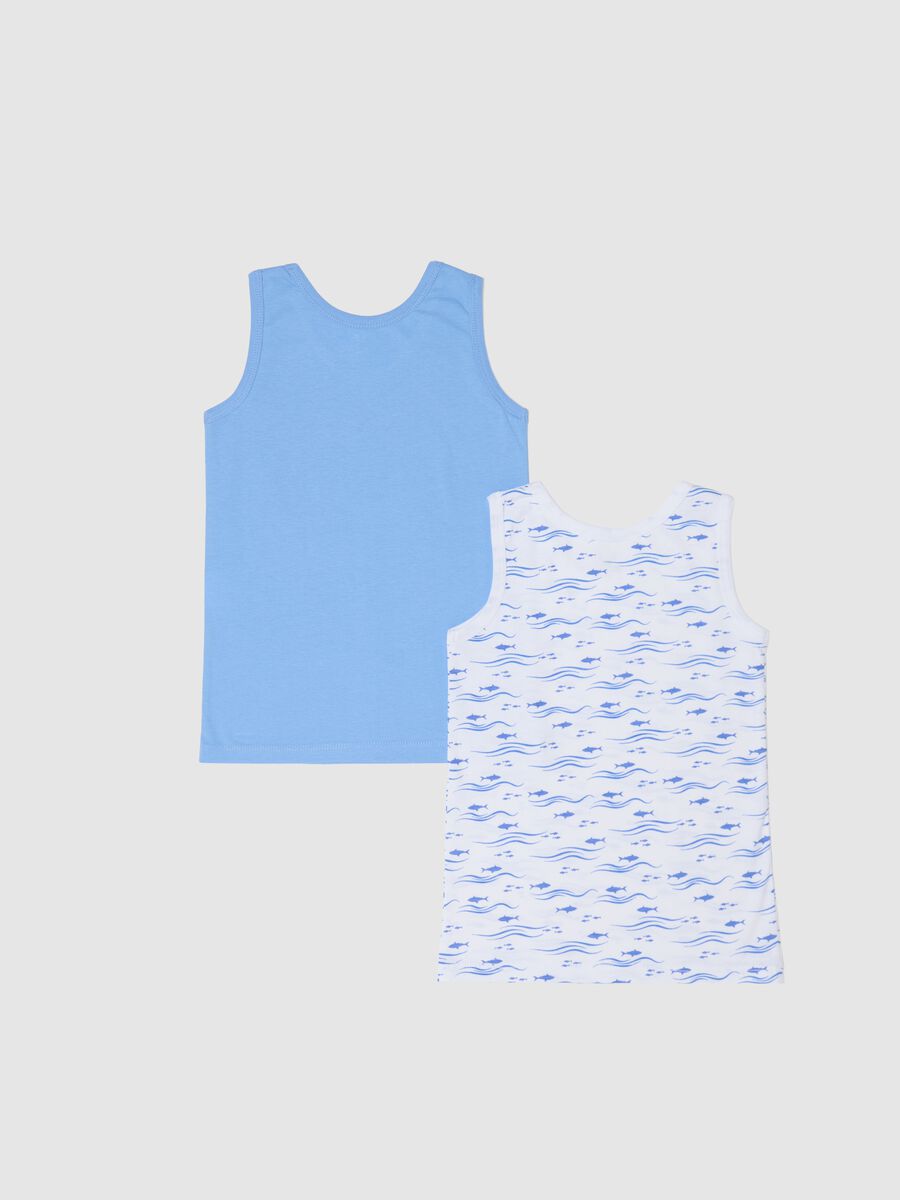 Two-pack white and light blue racerback vests in organic cotton_1