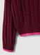 Red pure cotton cable-knit V-neck jumper for girls_6