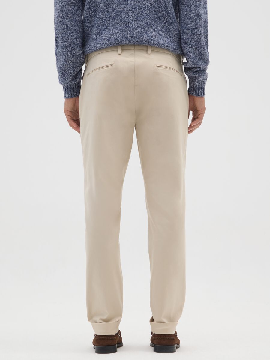 Pantaloni chino beige in misto cotone elasticizzato slim fit_2