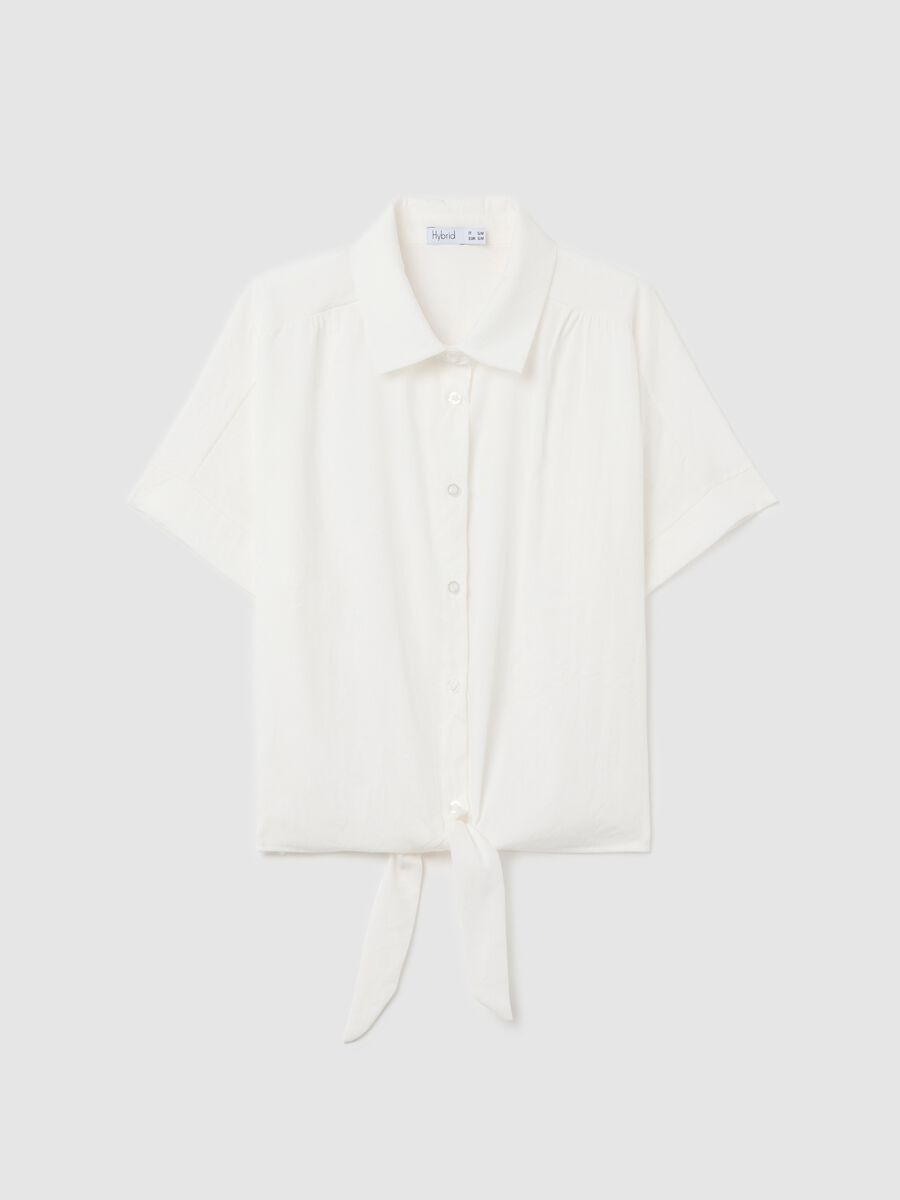 White shirt with knot and short sleeves_4