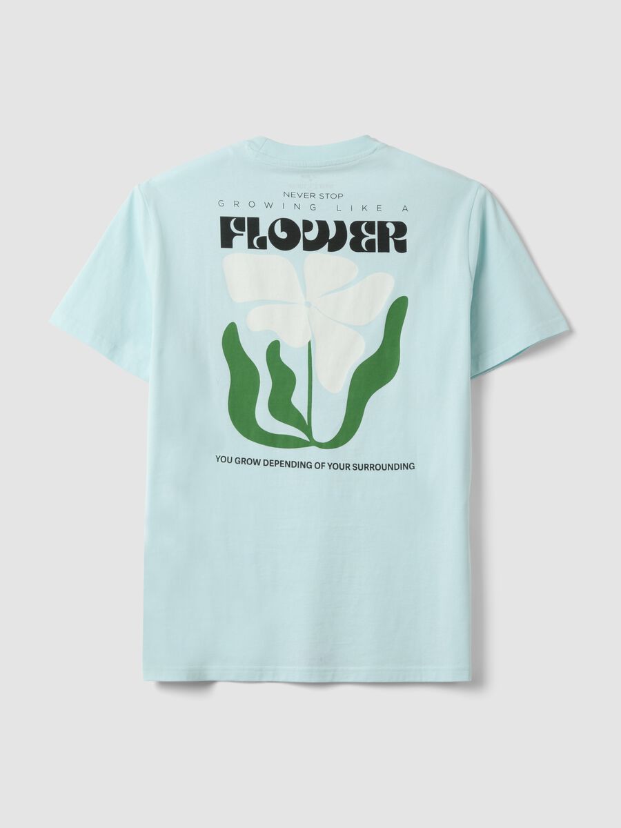Light blue pure cotton jersey T-shirt with print, regular fit_5