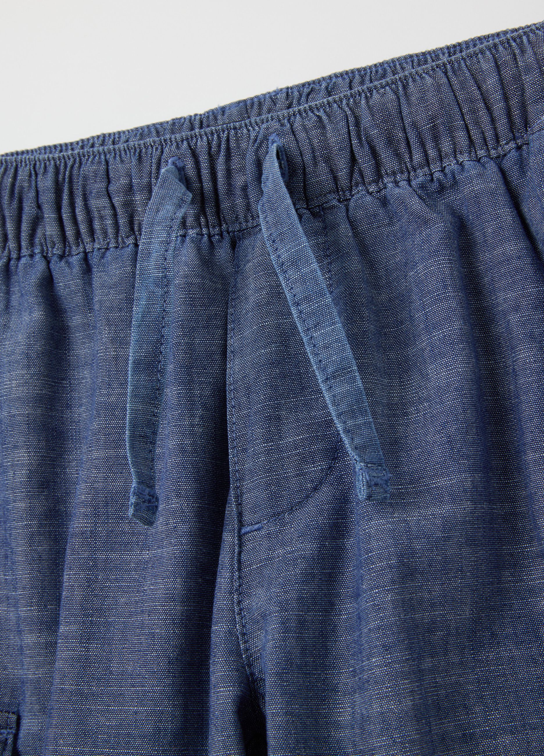 Boys' blue pure cotton regular fit shorts with elasticated waistband