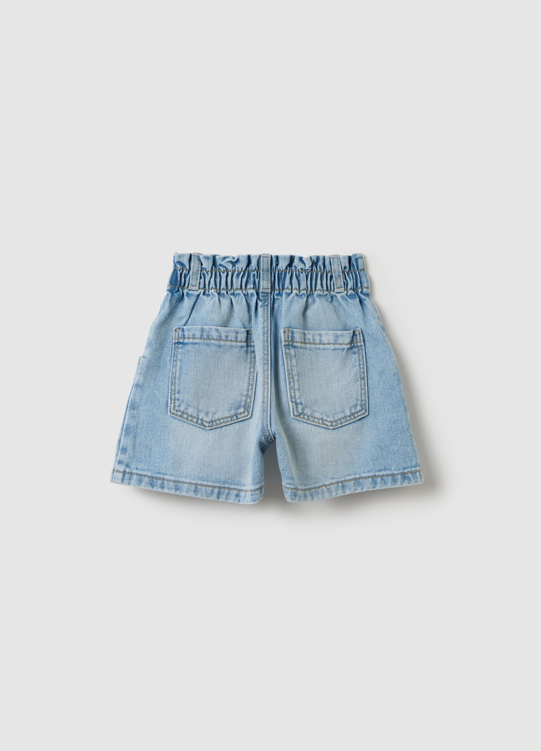 Denim shorts with tropical embroidery